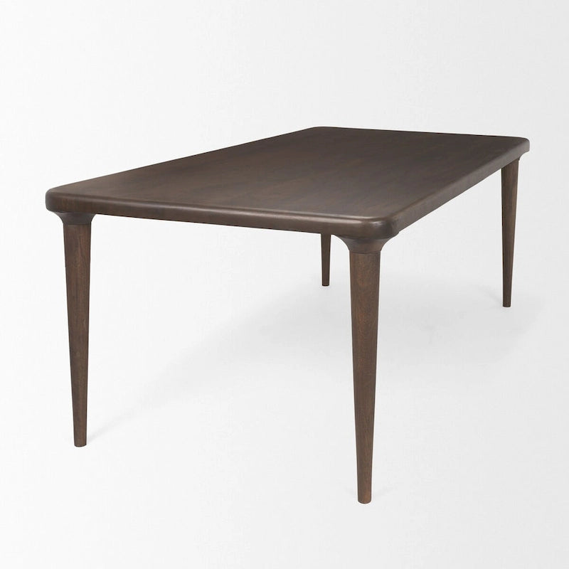 Table rectangulaire en bois massif Suvan, brun foncé moyen