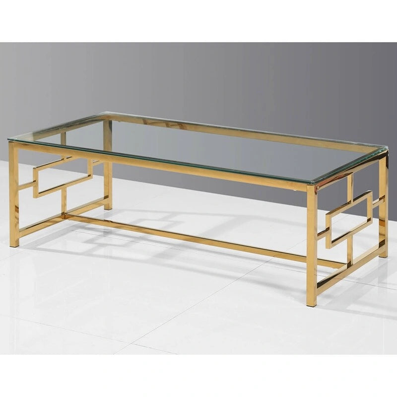 Meilleure Table Basse Rectangulaire Dorée Master Furniture avec Motif Géométrique