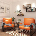 Fauteuil moderne en cuir PU orange avec dossier rembourré extra-épais, fauteuil d'appoint individuel pour le salon