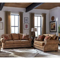 Rancho 2-pc. Rustic Brown Buckskin Sofa and Loveseat Set