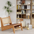 Chaises en rotin, chaise d'appoint sans accoudoirs du milieu du siècle, chaise de lecture latérale, chaise de salon bohème avec cadre en bois