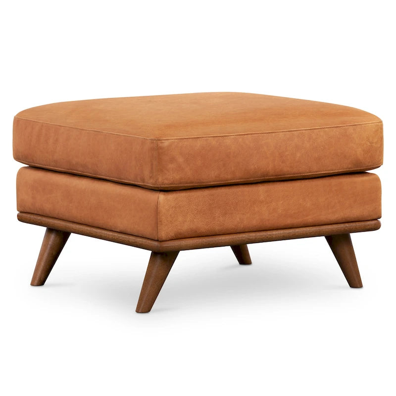 Pouf Nolita de Poly & Bark - Cuir véritable pleine fleur italien