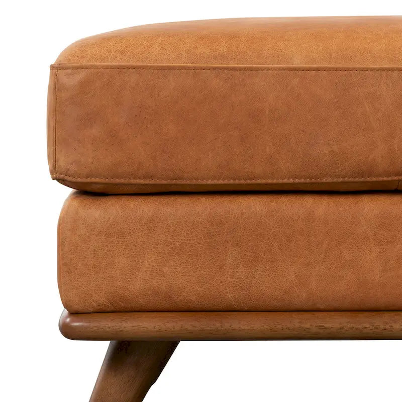 Pouf Nolita de Poly & Bark - Cuir véritable pleine fleur italien