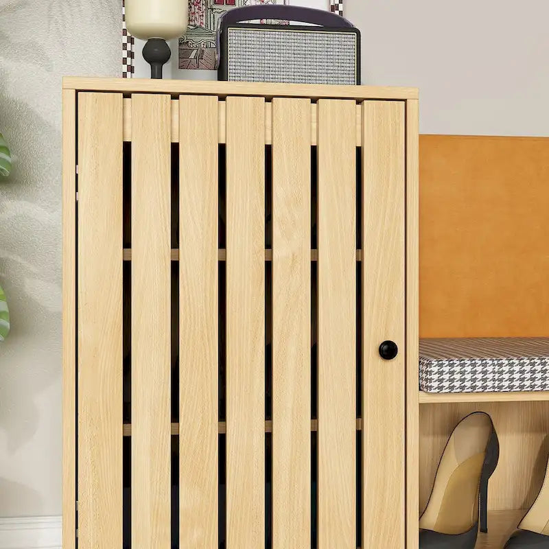 Organisateur de chaussures chic pour entrée avec banc et dossier moelleux - 47,2