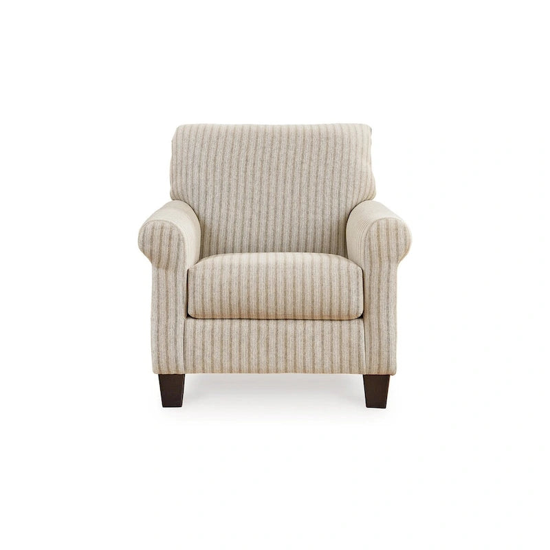 Fauteuil d'appoint Vlea 36 pouces, motif rayé, polyester beige grès