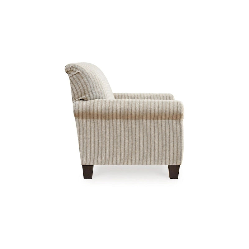 Fauteuil d'appoint Vlea 36 pouces, motif rayé, polyester beige grès