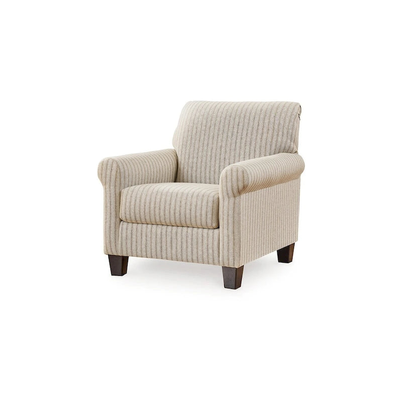 Fauteuil d'appoint Vlea 36 pouces, motif rayé, polyester beige grès