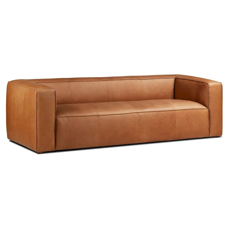 Canapé Poly & Bark Piazza 95 en cuir véritable pleine fleur italien - coloris Saddle Tan