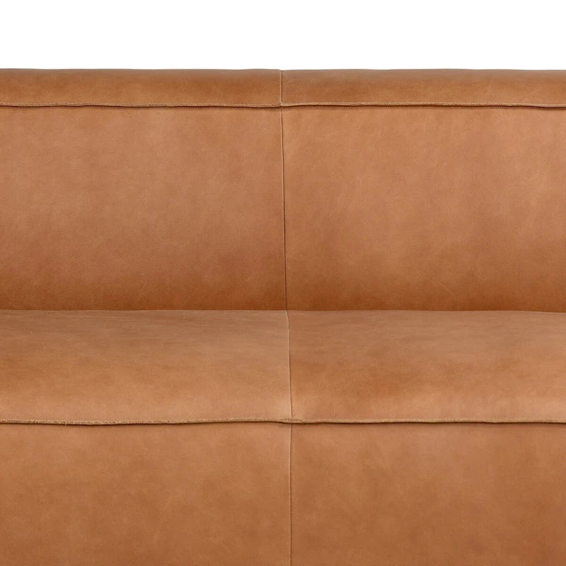 Canapé Poly & Bark Piazza 95 en cuir véritable pleine fleur italien - coloris Saddle Tan