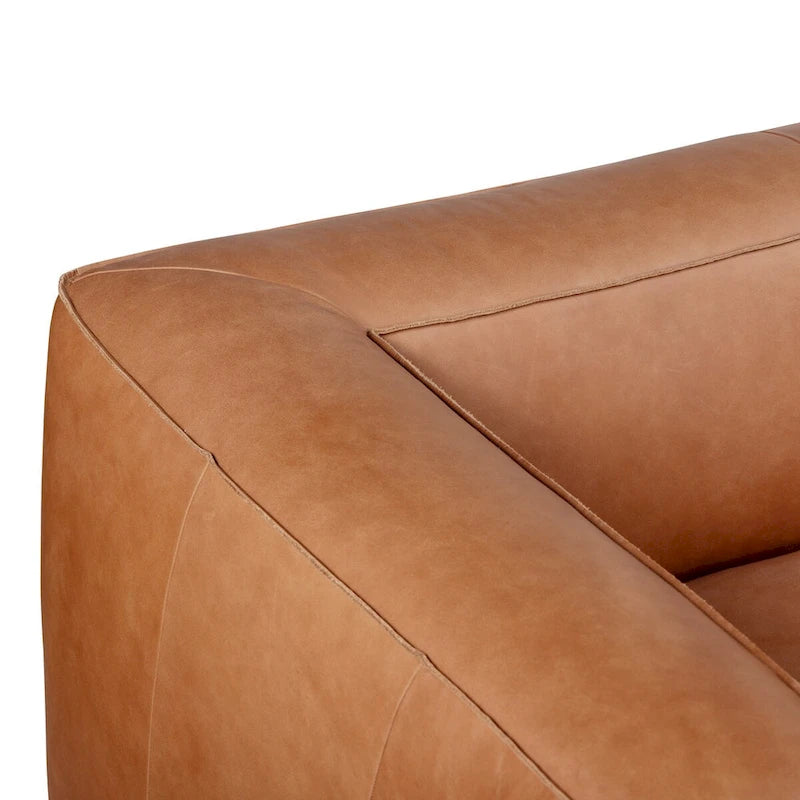 Canapé Poly & Bark Piazza 95 en cuir véritable pleine fleur italien - coloris Saddle Tan