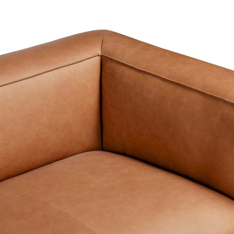 Canapé Poly & Bark Piazza 95 en cuir véritable pleine fleur italien - coloris Saddle Tan