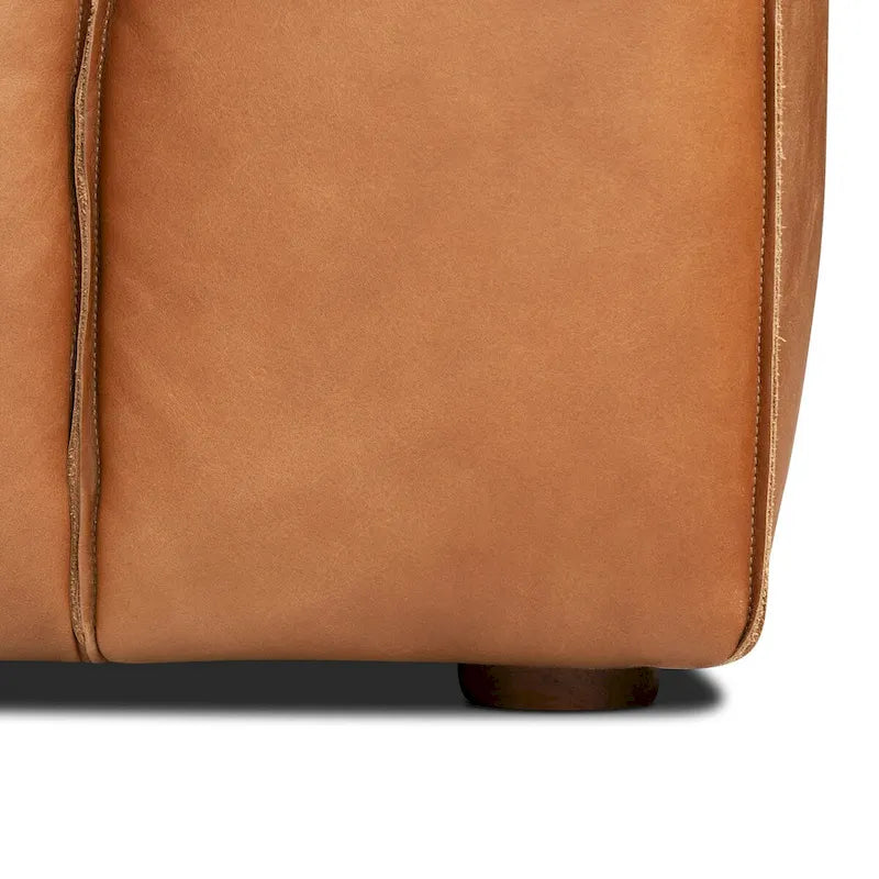 Canapé Poly & Bark Piazza 95 en cuir véritable pleine fleur italien - coloris Saddle Tan