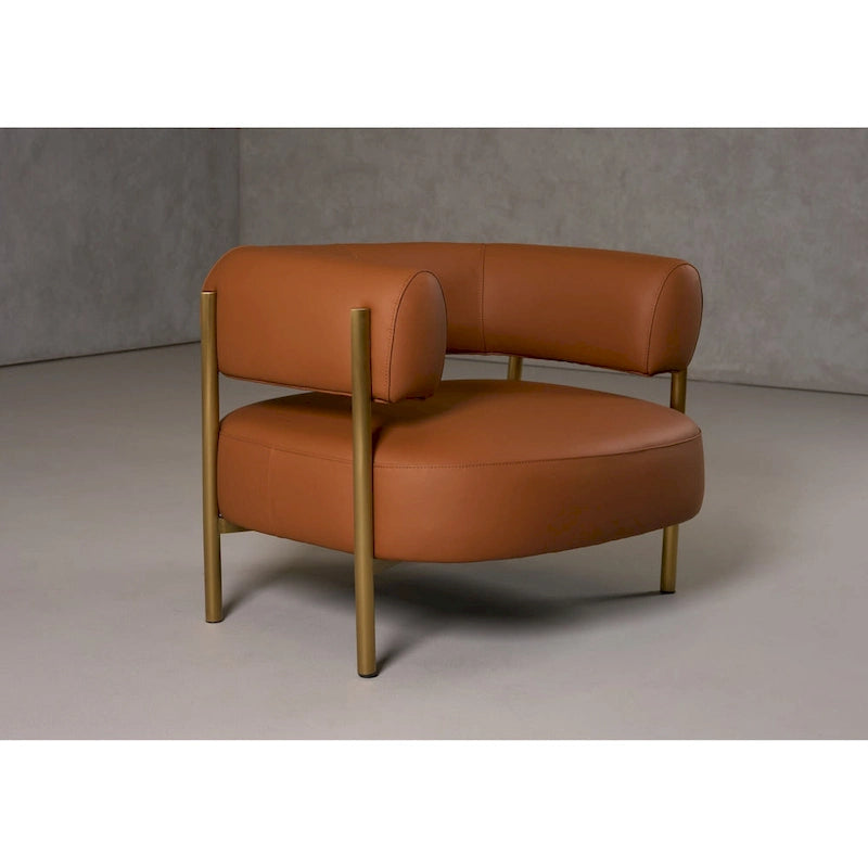 Fauteuil d'appoint moderne en cuir rouille Modrest Ozona
