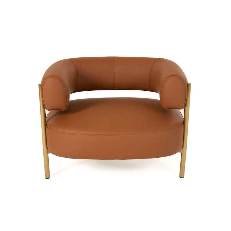 Fauteuil d'appoint moderne en cuir rouille Modrest Ozona