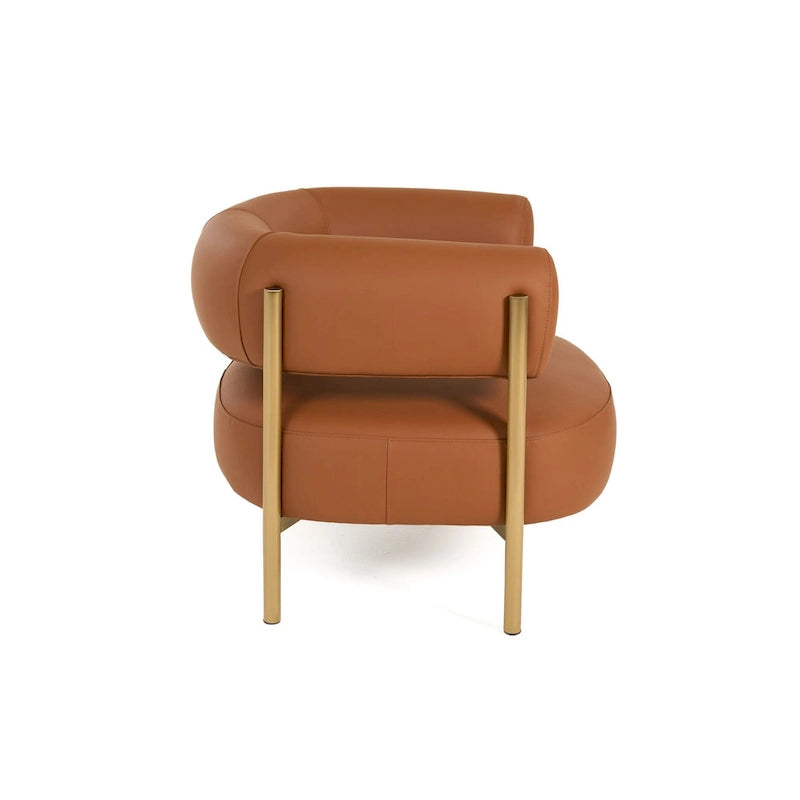 Fauteuil d'appoint moderne en cuir rouille Modrest Ozona