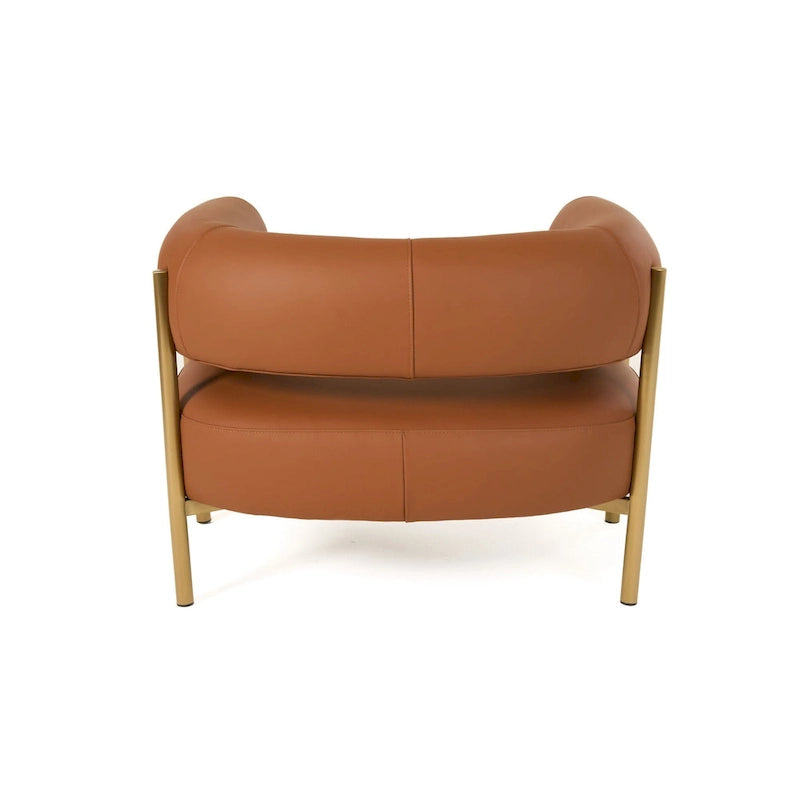 Fauteuil d'appoint moderne en cuir rouille Modrest Ozona