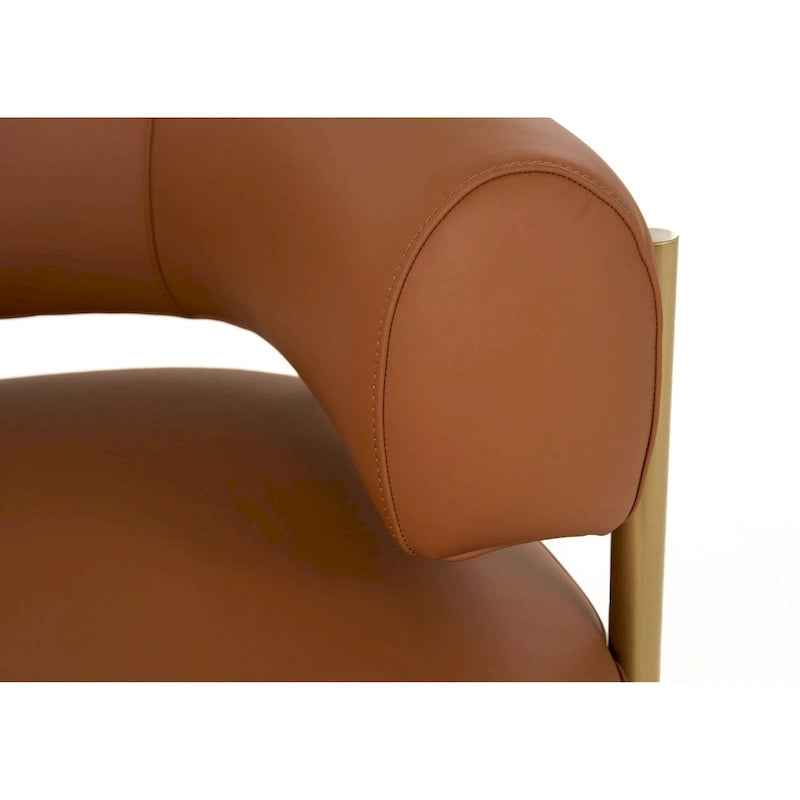 Fauteuil d'appoint moderne en cuir rouille Modrest Ozona
