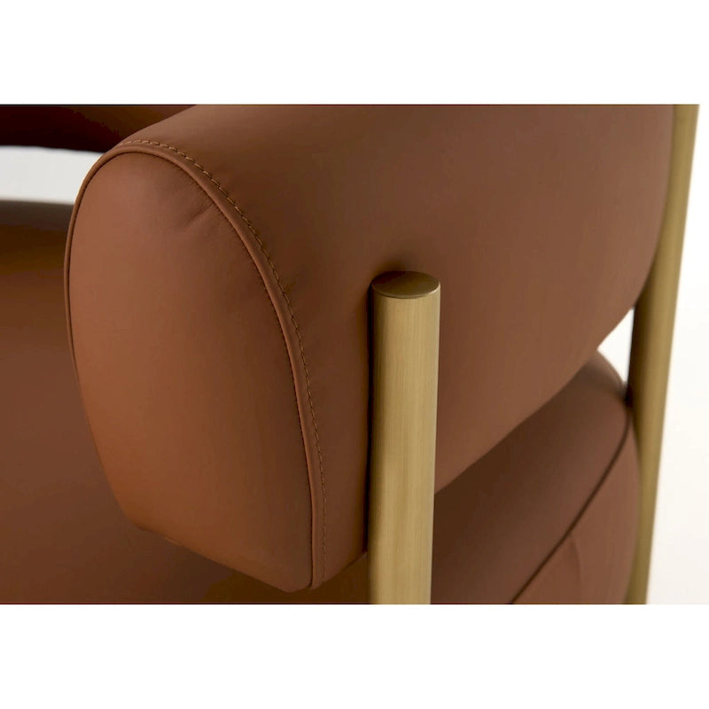 Fauteuil d'appoint moderne en cuir rouille Modrest Ozona