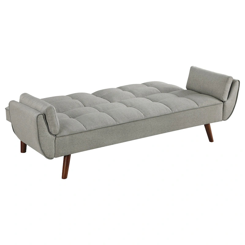 Canapé futon Kori de 84 pouces avec dossier capitonné, pieds inclinés, tissu gris
