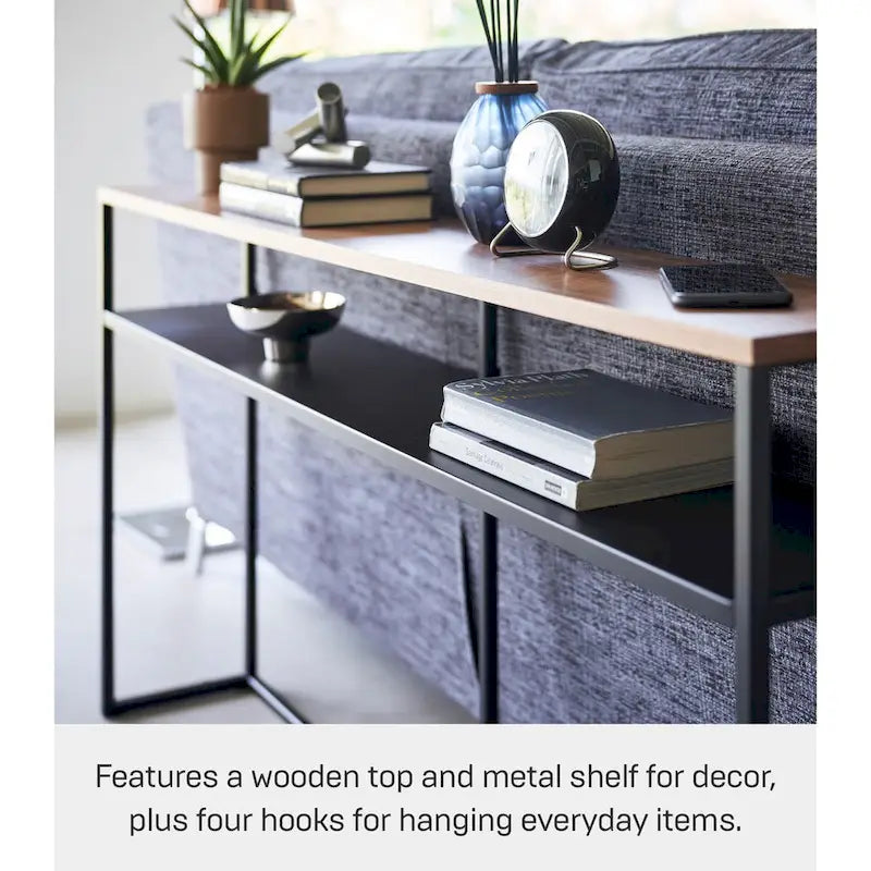 Console longue Yamazaki Home - Deux styles, acier, étagère, supporte 5 kg - L 20,5 x L 126 x H 65 cm