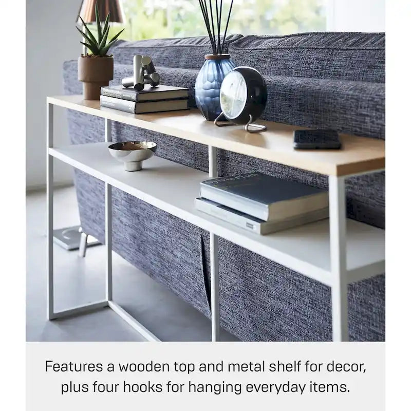 Console longue Yamazaki Home - Deux styles, acier, étagère, supporte 5 kg - L 20,5 x L 126 x H 65 cm