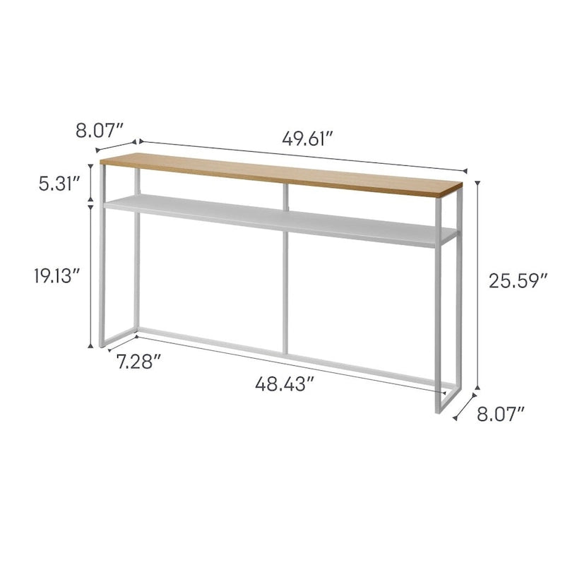 Console longue Yamazaki Home - Deux styles, acier, étagère, supporte 5 kg - L 20,5 x L 126 x H 65 cm