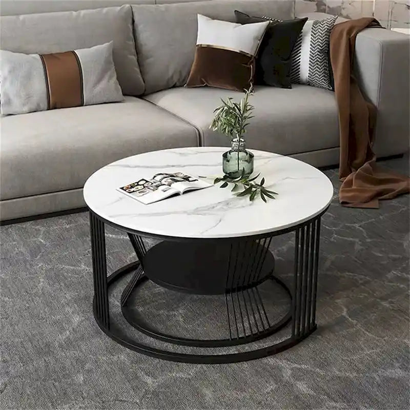 Table basse gigogne moderne ronde, lot de 2