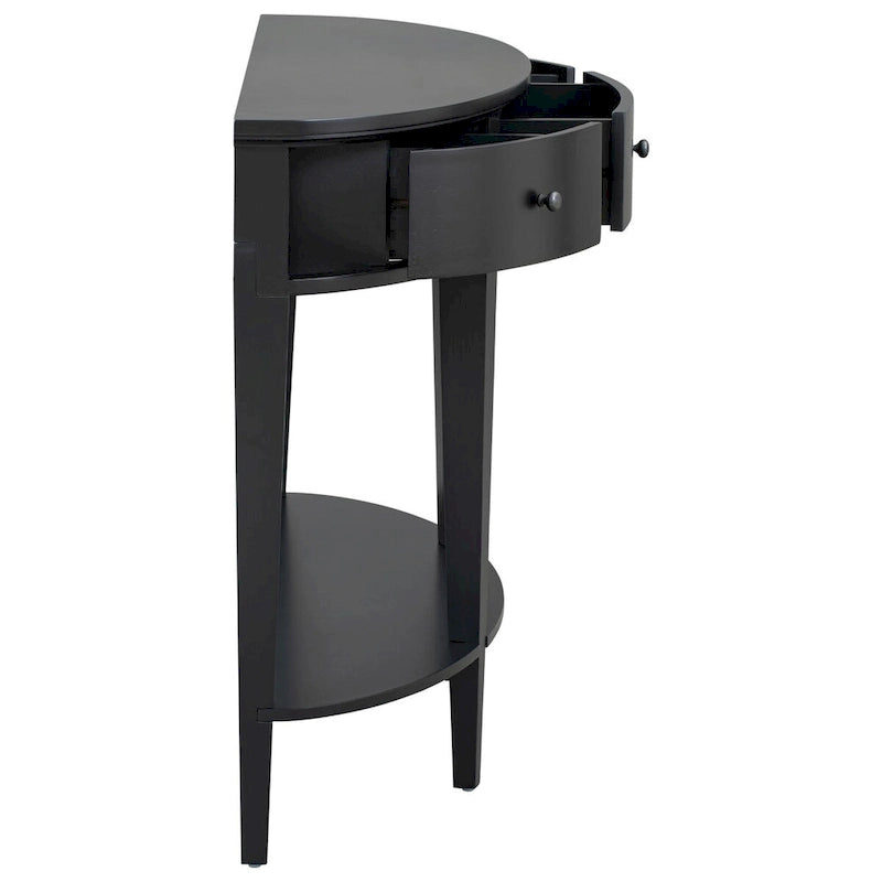 Console incurvée moderne pour canapé, 3 tiroirs, 1 étagère, noir