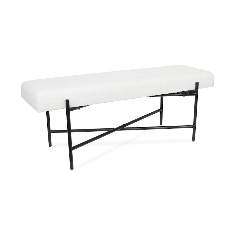 Banc d'entrée moderne blanc Tingri avec coussin supérieur