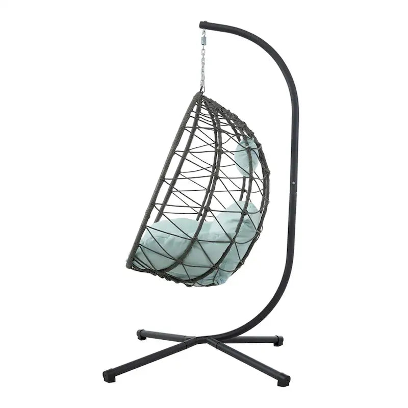 Fauteuil suspendu en osier en forme d'œuf avec support, pour l'intérieur et l'extérieur