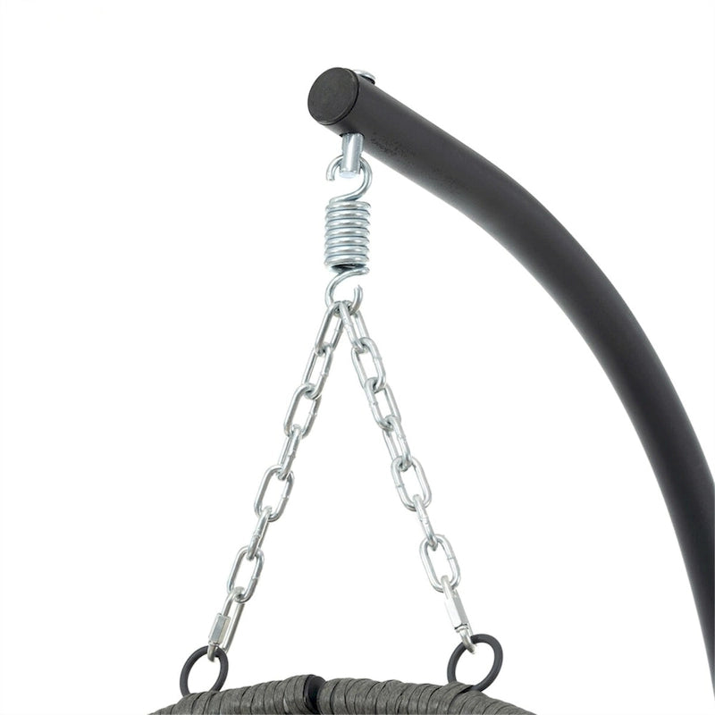 Fauteuil suspendu en osier en forme d'œuf avec support, pour l'intérieur et l'extérieur