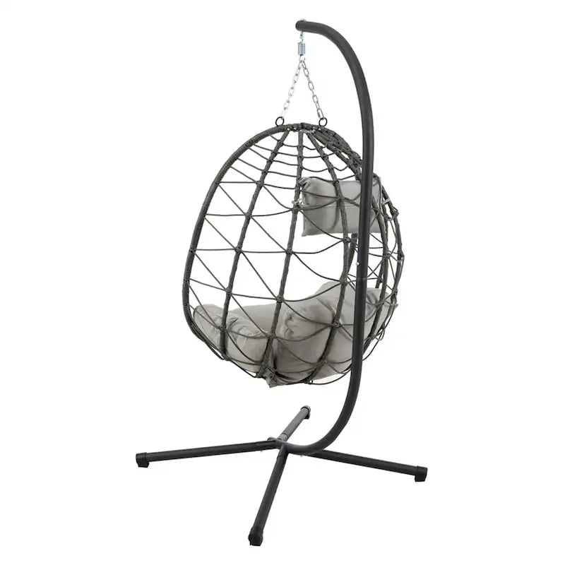 Fauteuil suspendu en osier en forme d'œuf avec support, pour l'intérieur et l'extérieur