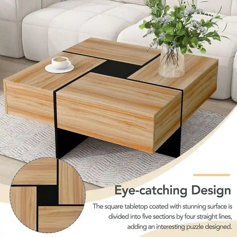 Table basse au design unique avec plateau coulissant extensible