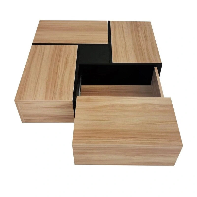 Table basse au design unique avec plateau coulissant extensible