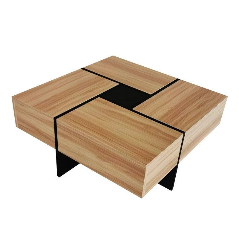 Table basse au design unique avec plateau coulissant extensible