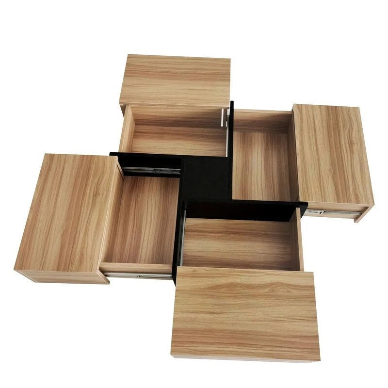 Table basse au design unique avec plateau coulissant extensible