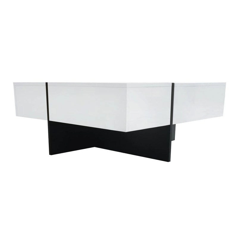 Table basse au design unique avec plateau coulissant extensible