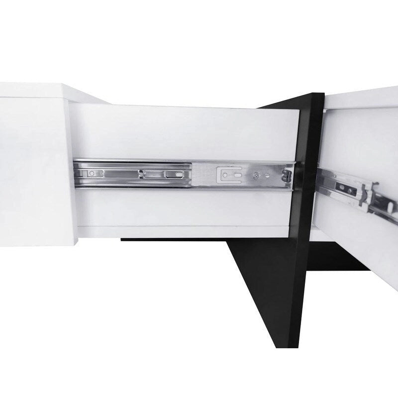 Table basse au design unique avec plateau coulissant extensible