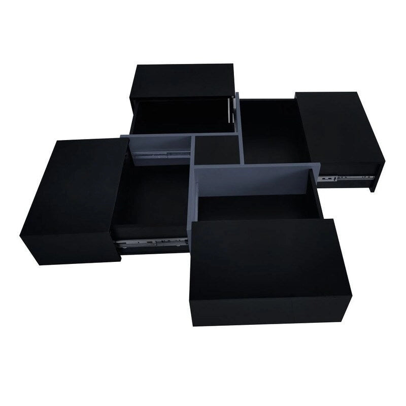 Table basse au design unique avec plateau coulissant extensible