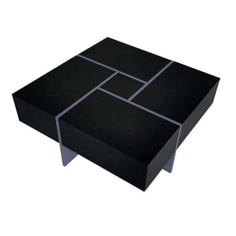 Table basse au design unique avec plateau coulissant extensible