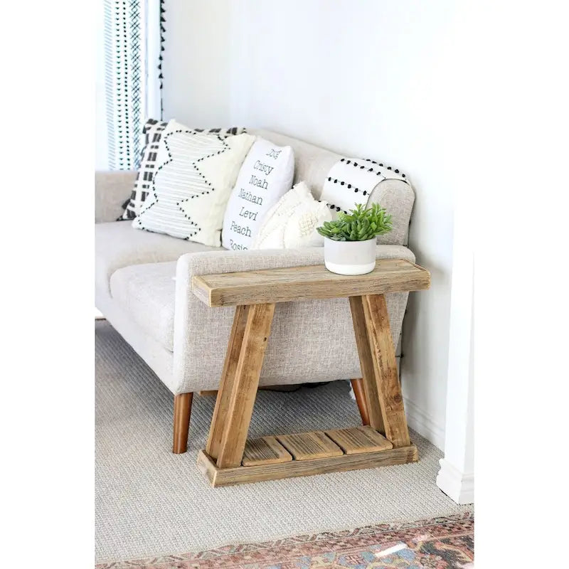 Table d'appoint chevalet en bois naturel