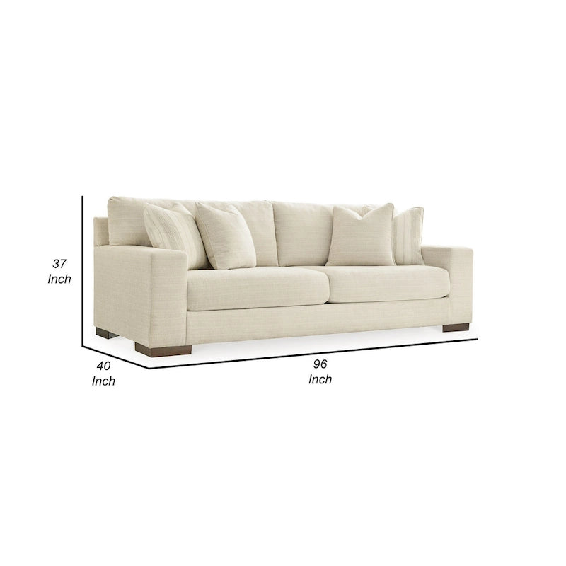 Canapé Magg 96 pouces, 4 coussins décoratifs, coussin surdimensionné, polyester beige