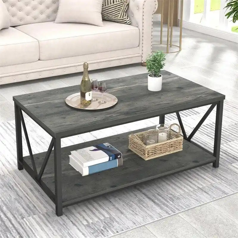 Table basse en bois rustique - 21,6P x 39,3L x 17,7H