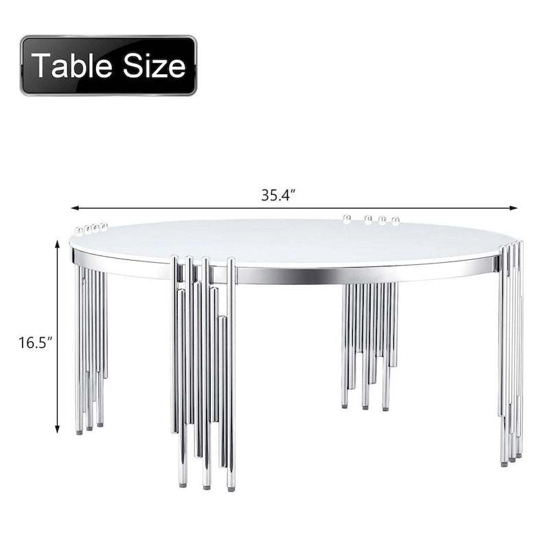 Table basse ronde en verre trempé à 3 niveaux avec plateau rotatif à 360 degrés