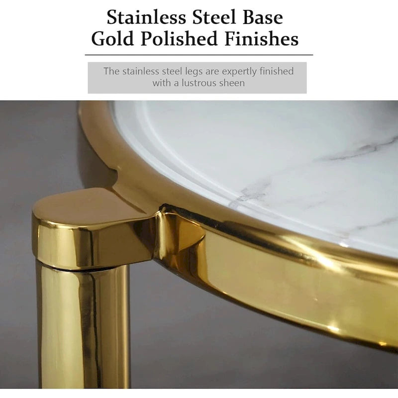 Table basse ronde en verre trempé à 3 niveaux avec plateau rotatif à 360 degrés