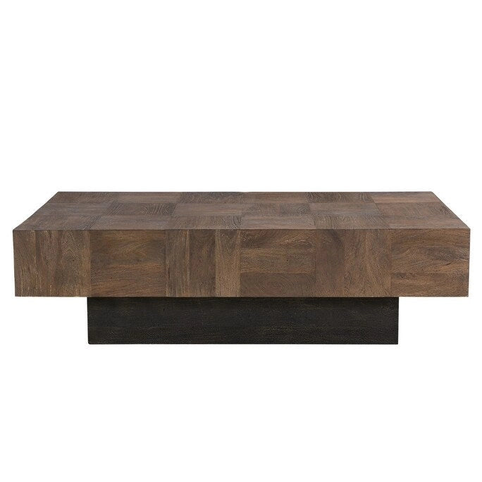 HomeRoots Table basse 59 en bois massif marron foncé et noir - 59