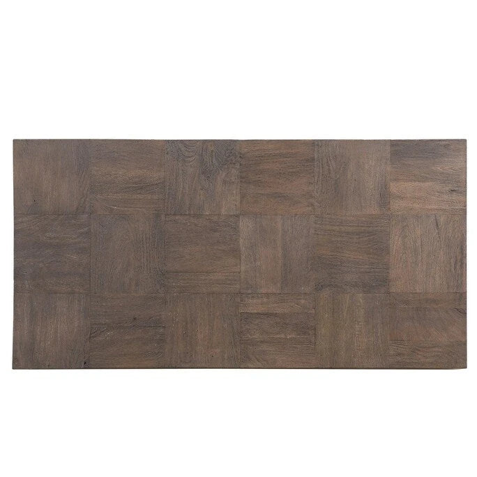 HomeRoots Table basse 59 en bois massif marron foncé et noir - 59