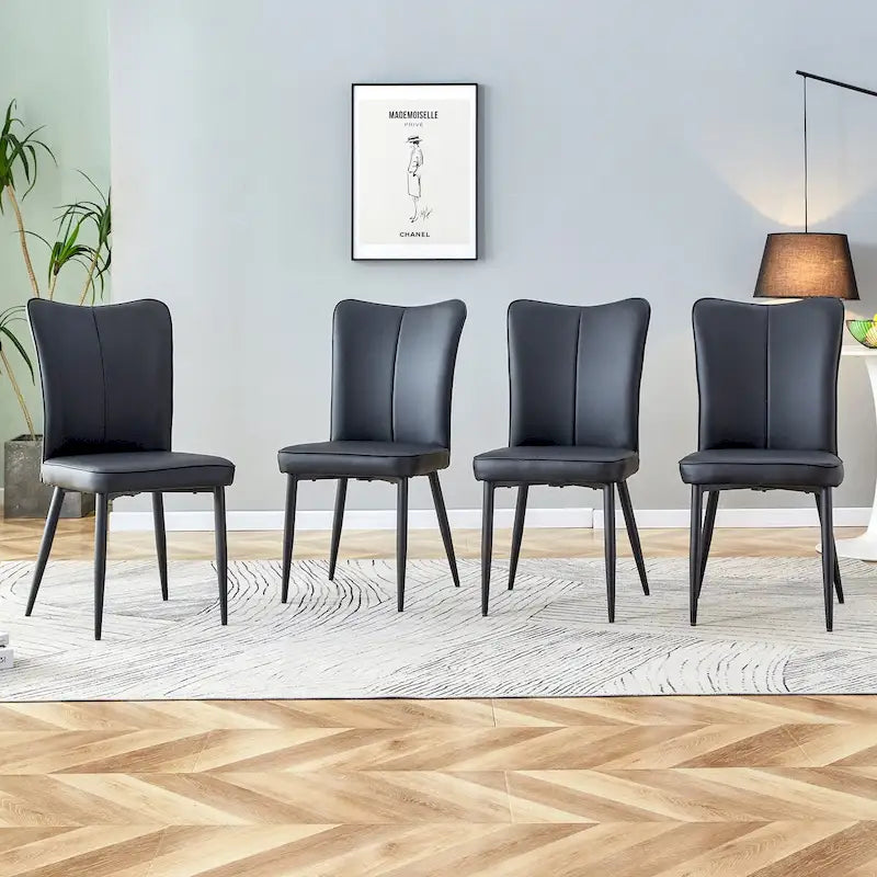 Lot de 4 chaises de salle à manger et de bureau modernes minimalistes en similicuir