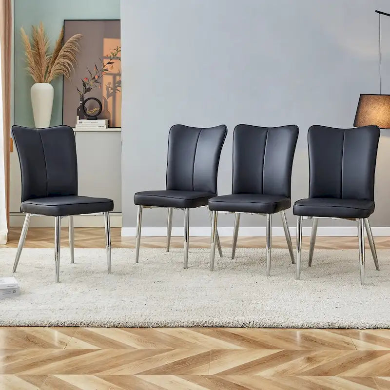 Lot de 4 chaises de salle à manger et de bureau modernes minimalistes en similicuir