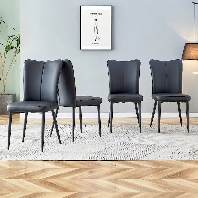 Lot de 4 chaises de salle à manger et de bureau modernes minimalistes en similicuir